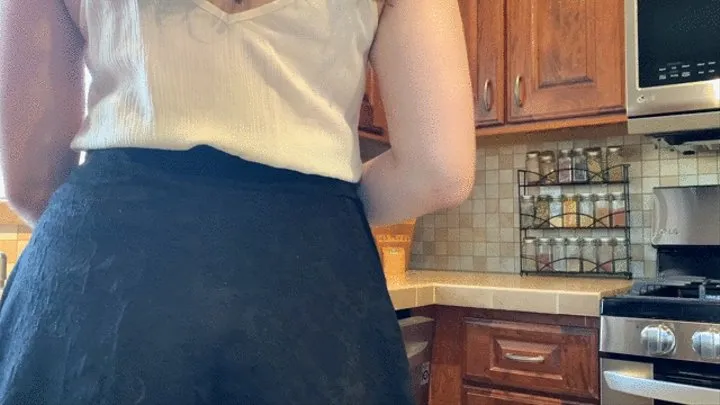 Kitchen Upskirt Down blouse Tease and Cum