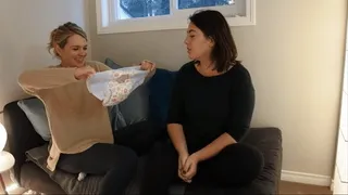 Big step-sister blackmails Aubrey into wearing a diaper
