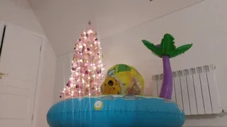 Alla hotly rides on two rare beach balls on an inflatable island and gets hot pleasure!!!