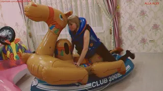 Alla hotly rubs and fucks an inflatable motorcycle and an inflatable camel!!!