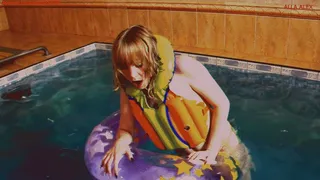 Alla hot fucking with two inflatable rings in the pool and unexpected POP of inflatable rings during orgasm!!!