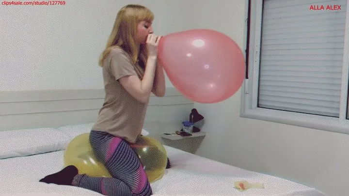 Alla plays with three 16" balloons and POP with their fingernail and two B2P!!!