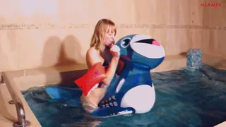 Alla gets fucked hot with an inflatable transparent seal in the pool and gets a real orgasm!!!