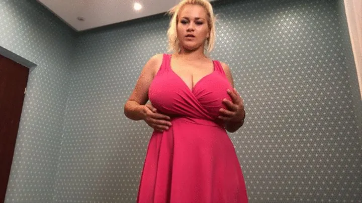 Super cute pink dress tease