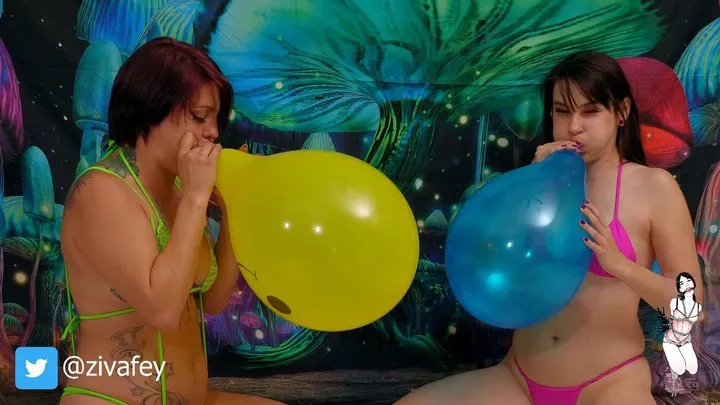 Ziva Fey - Ziva And Jurnee Blow To Pop Balloon Challenge