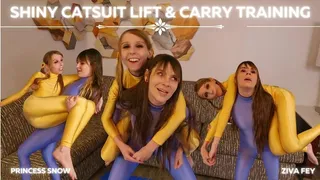 Ziva Fey - Shiny Catsuit Lift And Carry Training With Princess Snow