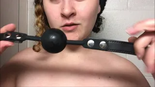 Self-Gagged Sensual Moaning with Ballgag