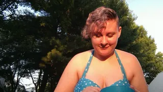 Public Bikini Ice Play on a Hot Day