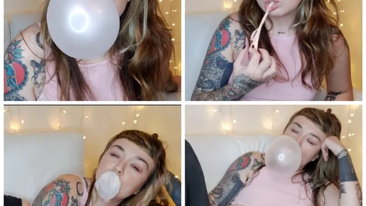 GUM CHEWING FELICIA BLOWS PINK BUBBLES