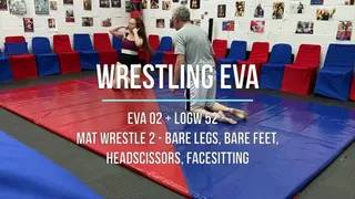 Eva 02 - Mat Wrestle 2 - Bare Legs, Bare Feet, Headscissors, Facesitting