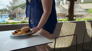 Stuffing at the restaurant's pool