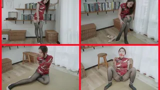 028 The girl wearing a cheongsam was tightly bound with a rope