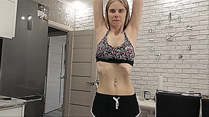 STRETCHING A THIN WHITE SEXY BELLY!