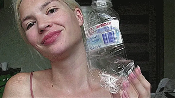 REQUEST blonde drinks a liter of water without stopping!