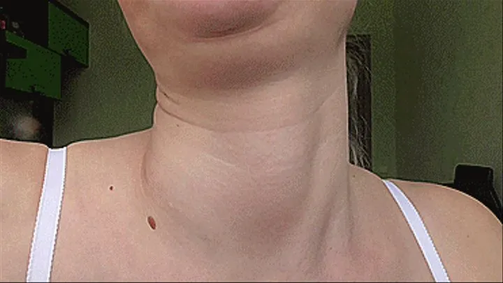 Big radish swallowing and sexy neck!
