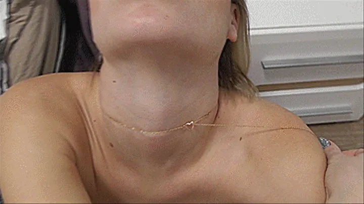 A LARGE ADAM'S APPLE AND NECK SQUEEZED BY A CHAIN!