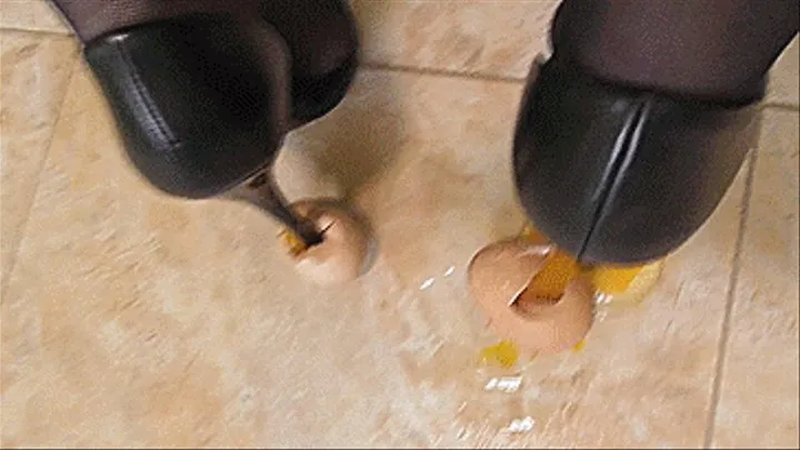 CRUSH CHICKEN EGGS WITH SHARP HEELS!