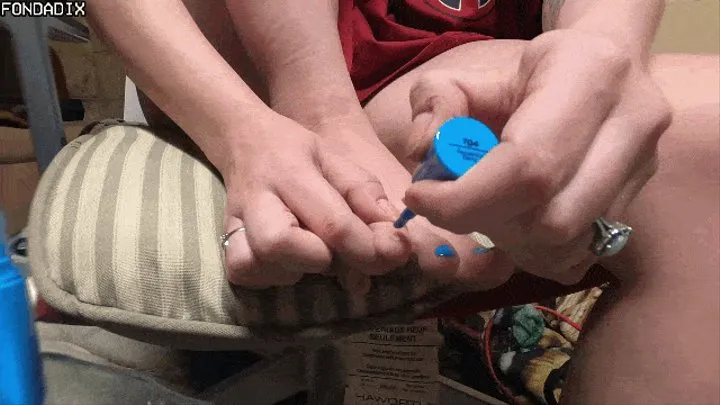 Candid blue toe painting