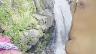 outdoor blowjob by the waterfall