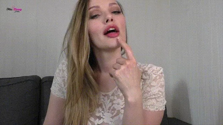 Sexy mouth play with licking finger wet