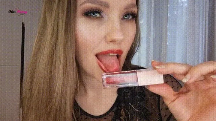 Lipstick tease and Mouth worship