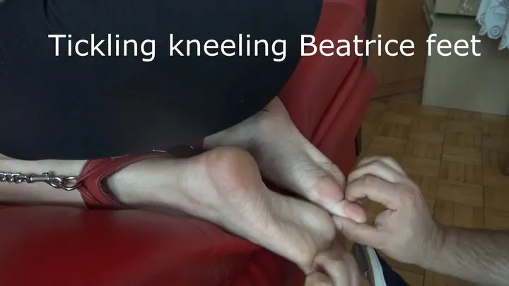 Tickling kneeling Beatrice feet