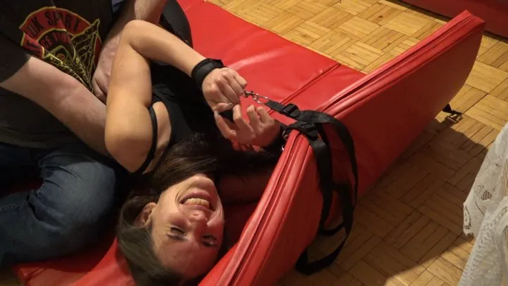 Tickling Ewelina body on the red mat Part 2- Face Down