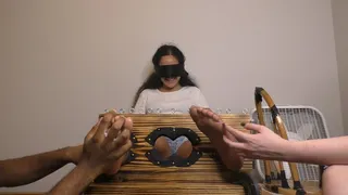 Tigress Blindfolded And Tickled By Two In The Stocks