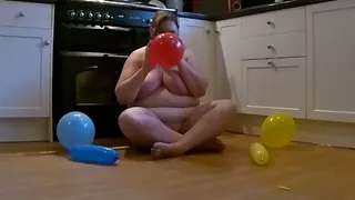 Popping Balloons in white panties