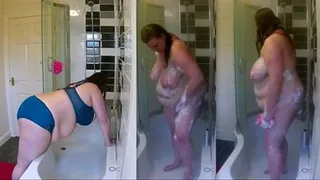 Blue bra & panties shower