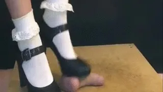 Mary Janes & White Ankle Socks cock box milking