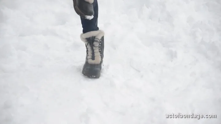 Naked and barefoot Vika tied up in the snow - full movie
