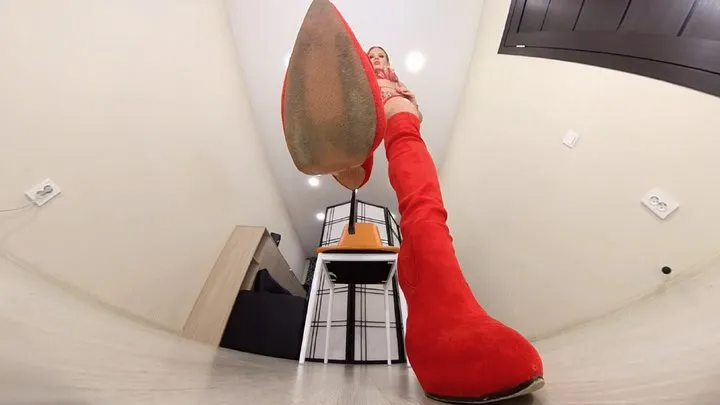 Rebecca - red high-heeled boots