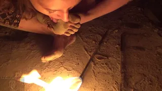 A Professional Fireshow with elements of Foot Fetish & Foot Torments - Leticia