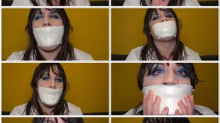 Ambrosias first time gagged with microfoam tape (self gagging)