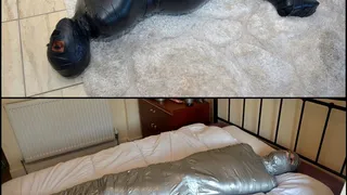 Zippy and ambrosia, pvc and duct tape mummification