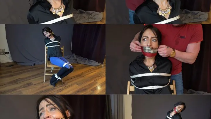 Hostage escape training with Latvian agent Black Swan, chair tied and scarf gagged