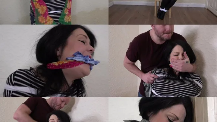 You saw nothing - Nosey neighbour Emma gets chair tied, mouth stuffed and scarf gagged