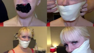 Blonde babe Victoria gets chair taped and mouth stuffed with dirty panties and tightly microfoam tape gagged