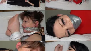 Mother and daughter bound, gagged and foot worshipped by intruder