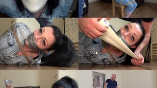 Emma gets Hot, sweaty, bound and tape gagged in denim