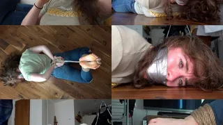 Lila Bound and tape gagged by the toe tying freak