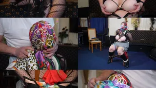 Collage teacher Victoria gets chair tied, gagged and hooded with scarves