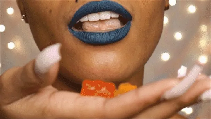 Blue Lipstick Gummy Eating