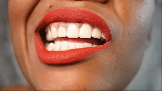 Applying Satin Red Lipstick