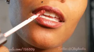 Shiny Red Lipstick and White Teeth