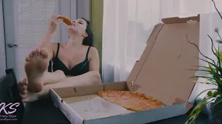Mukbang - Eating Pizza With My Feet In Your Face