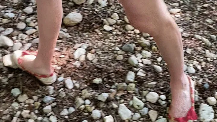 Dasha Kelly is wearing a pair of vintage ballet flats shoes and she is trying to climb a hill to return home she is lost and afraid and she risks of falling