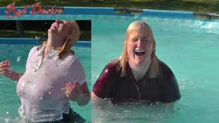 Pool Dunking Fun with 4 Sexy Braless Poloshirts part 1
