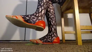 Toe Tapping in Orange Ballet Flats on FAKE worms